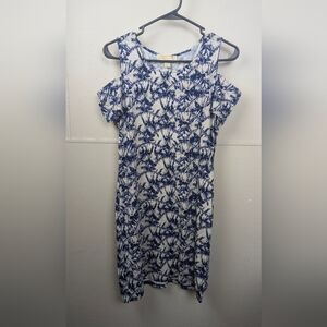 Michael Kors Blue Tie-Dye Off Shoulder Mini Dress Size Medium